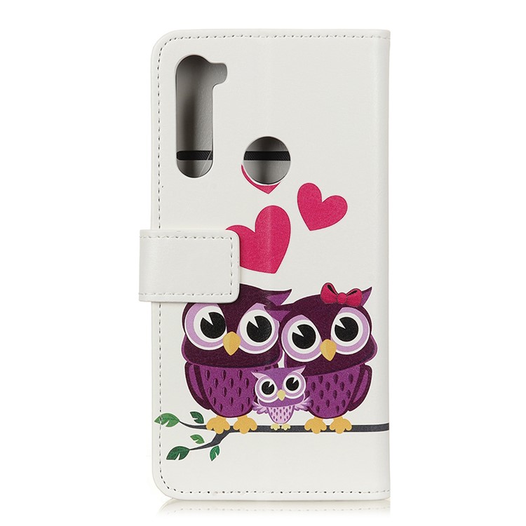 Pattern Printing Flip Leather Wallet Stand Phone Case for Xiaomi Redmi Note 8T - Couple Owls-3