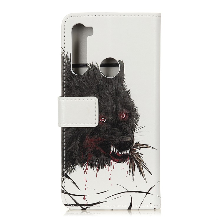 Pattern Printing Flip Leather Wallet Stand Phone Case for Xiaomi Redmi Note 8T - Black Wolf-2