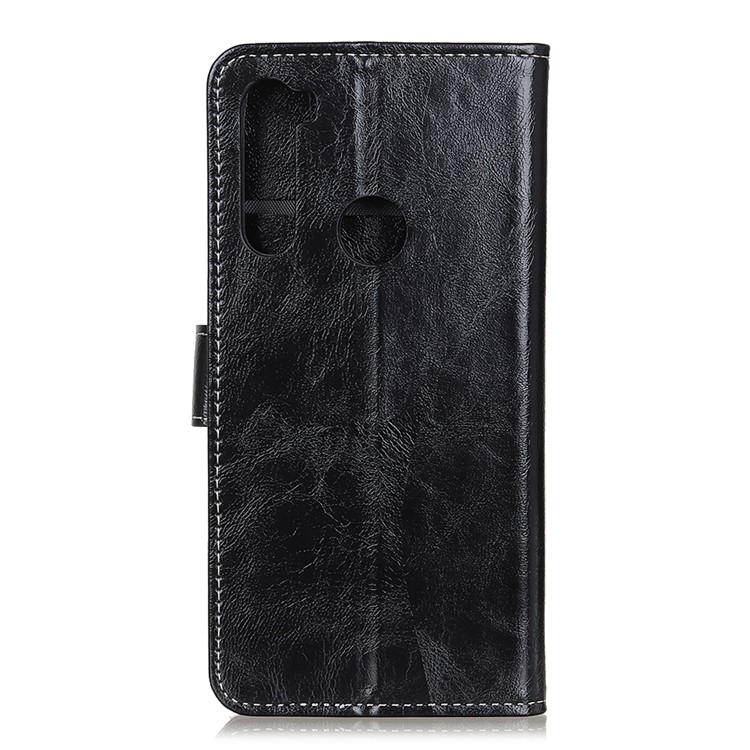 Louco Pele De Cavalo De Couro Fresco Caso Estande Carteira Para Xiaomi Redmi Nota T8 - Preto-2