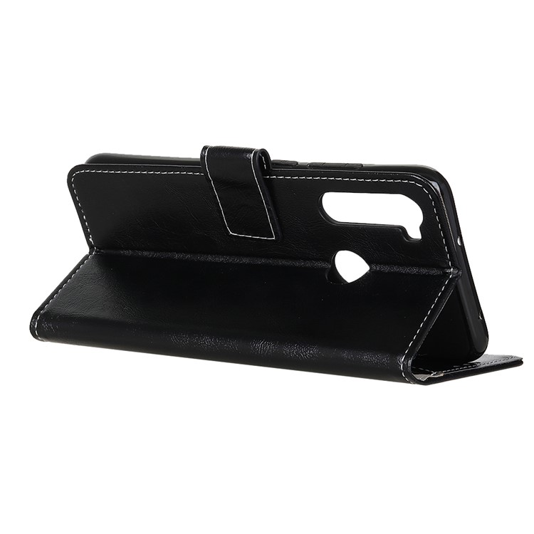 Louco Pele De Cavalo De Couro Fresco Caso Estande Carteira Para Xiaomi Redmi Nota T8 - Preto-3