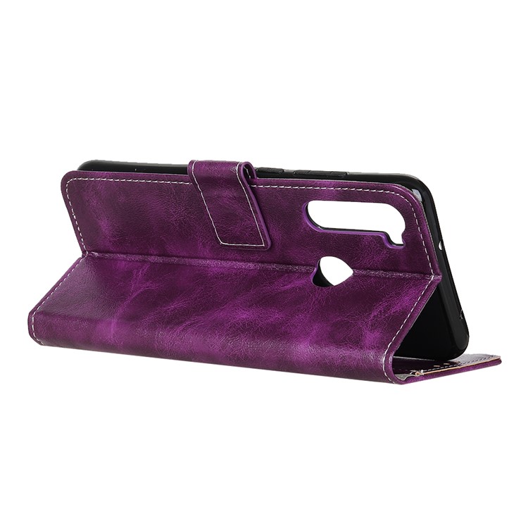 Crazy Horse Skin Cool Leather Wallet Stand Case for Xiaomi Redmi Note 8T - Purple-3