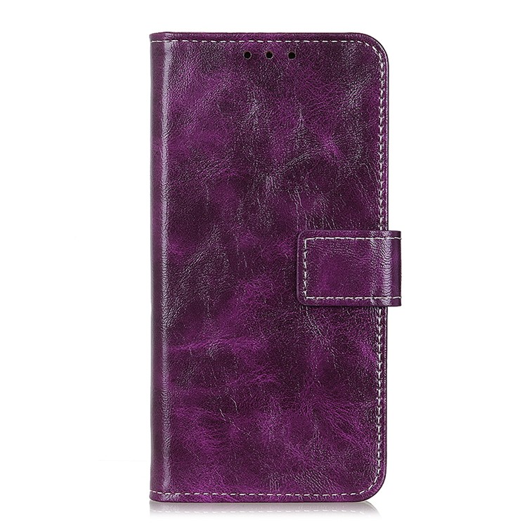 Crazy Horse Skin Cool Leather Wallet Stand Case for Xiaomi Redmi Note 8T - Purple-4