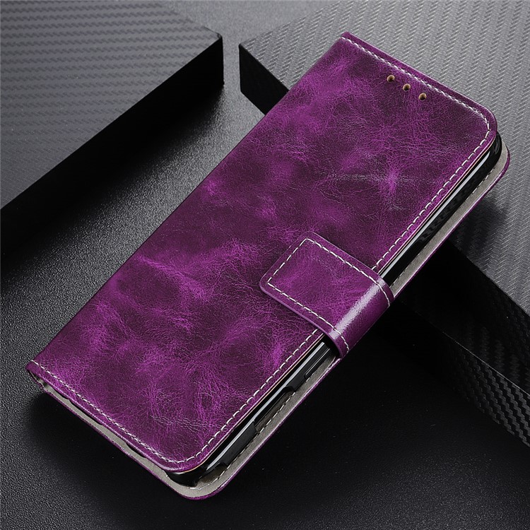 Crazy Horse Skin Cool Leather Wallet Stand Case for Xiaomi Redmi Note 8T - Purple-9