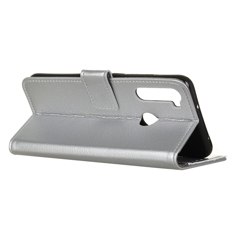 Soft Litchi Surface Leather Wallet Case for Xiaomi Redmi Note 8T - Silver-11