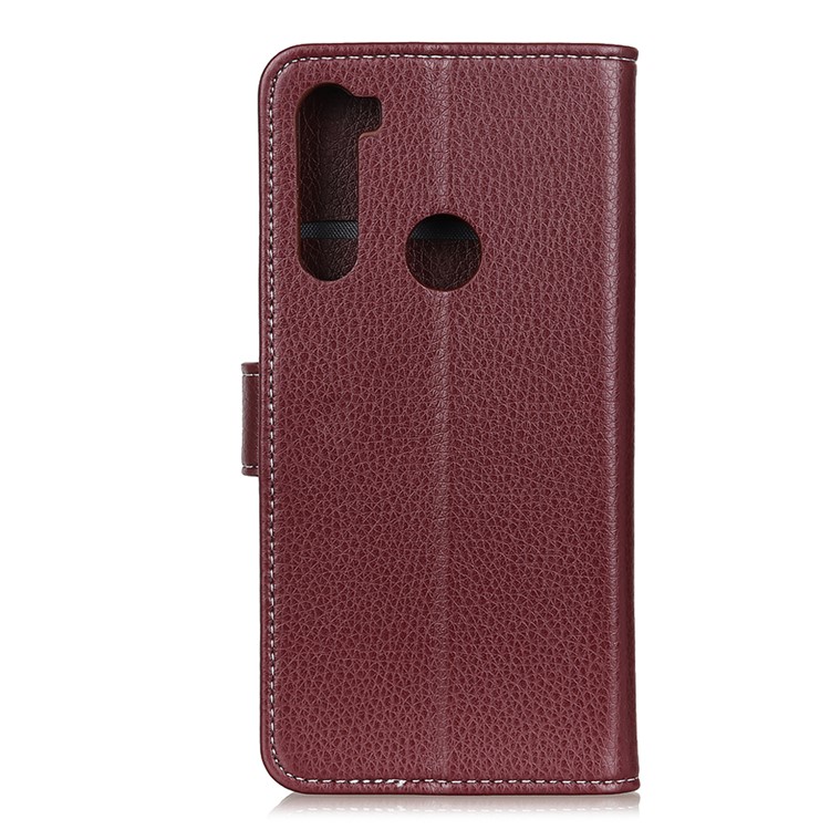 Soft Litchi Surface Leather Wallet Case for Xiaomi Redmi Note 8T - Brown-10