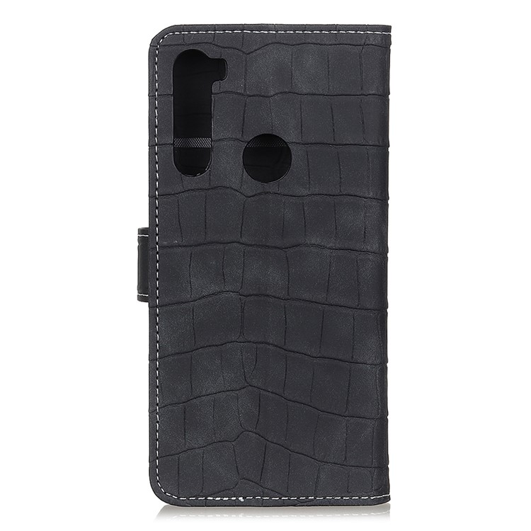 Crocodile Skin Style Leather Wallet Stand Shell Case for Xiaomi Redmi Note 8T - Black-8