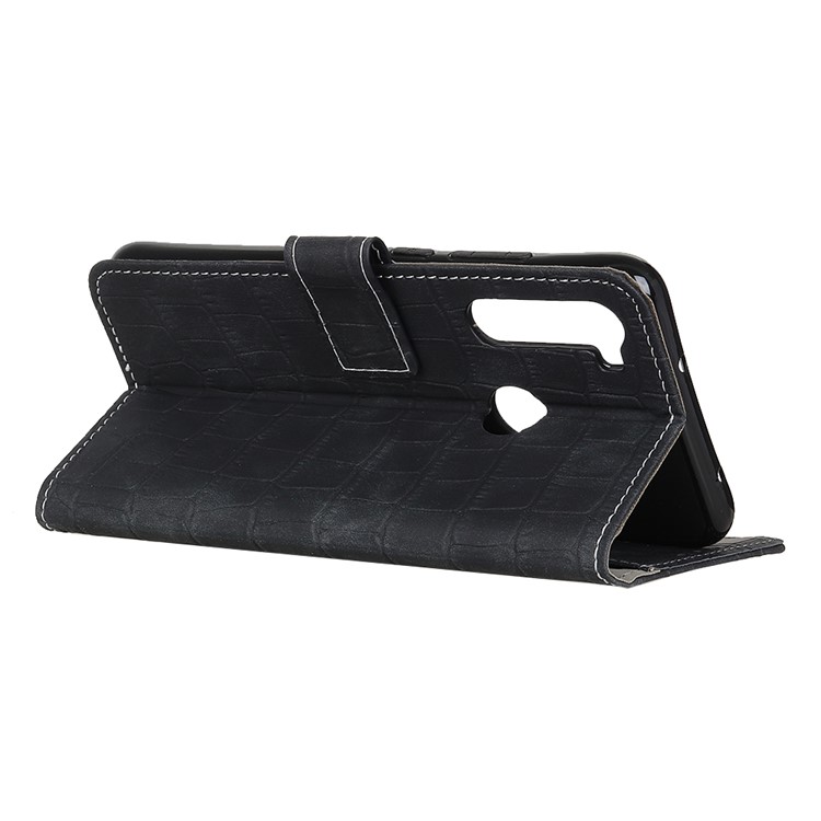 Crocodile Skin Style Leather Wallet Stand Shell Case for Xiaomi Redmi Note 8T - Black-9