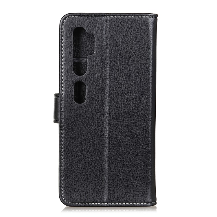 Soft Litchi Grain Leather Cover Shell with Wallet Stand for Xiaomi Mi Note 10/Note 10 Pro/Mi CC9 Pro - Black-10