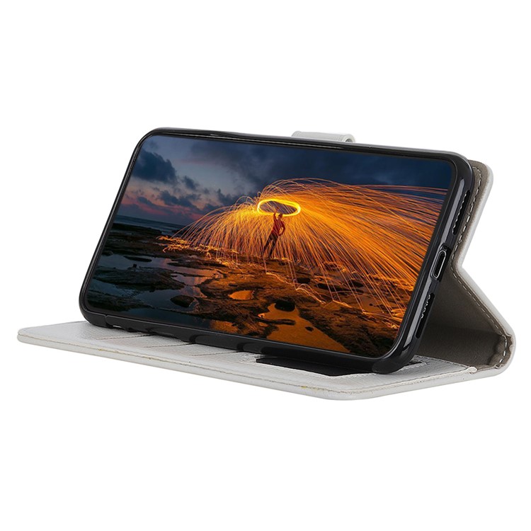 Soft Litchi Grain Leather Cover Shell with Wallet Stand for Xiaomi Mi Note 10/Note 10 Pro/Mi CC9 Pro - White-8