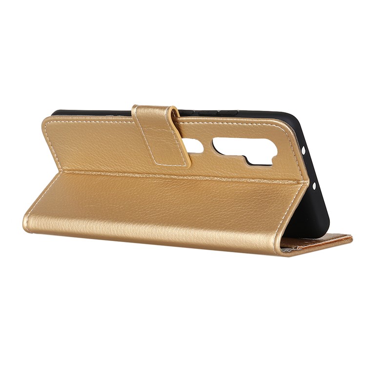 Soft Litchi Grain Leather Cover Shell with Wallet Stand for Xiaomi Mi Note 10/Note 10 Pro/Mi CC9 Pro - Gold-11