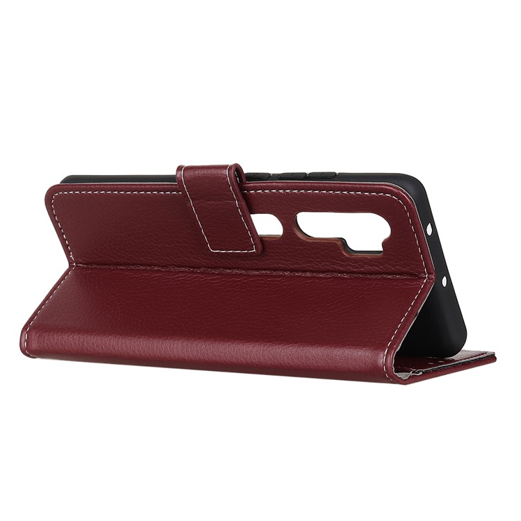 Soft Litchi Grain Leather Cover Shell with Wallet Stand for Xiaomi Mi Note 10/Note 10 Pro/Mi CC9 Pro - Brown-12