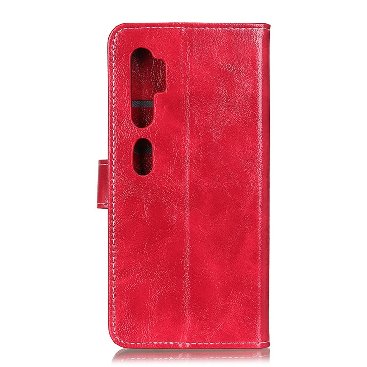 Crazy Horse Skin Leather Mobile Case for Xiaomi Mi Note 10/Note 10 Pro/CC9 Pro - Red-7