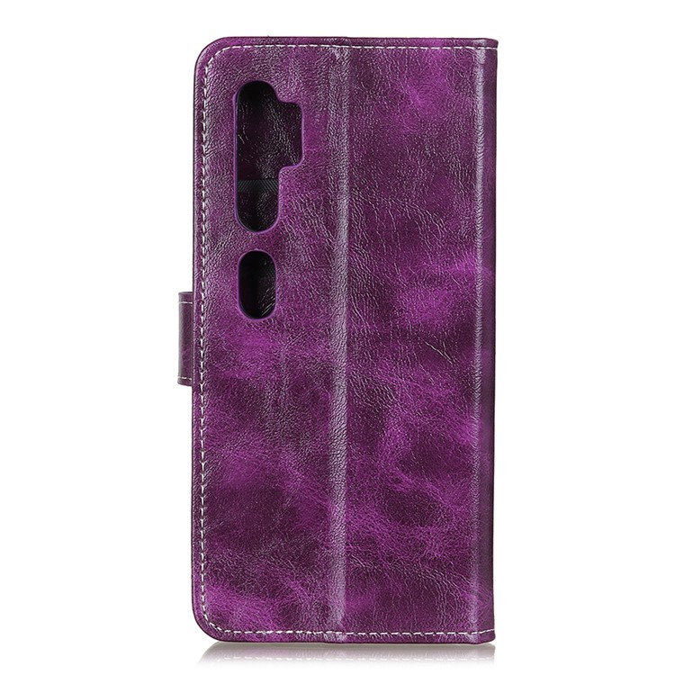 Crazy Horse Skin Leather Mobile Case for Xiaomi Mi Note 10/Note 10 Pro/CC9 Pro - Purple-7