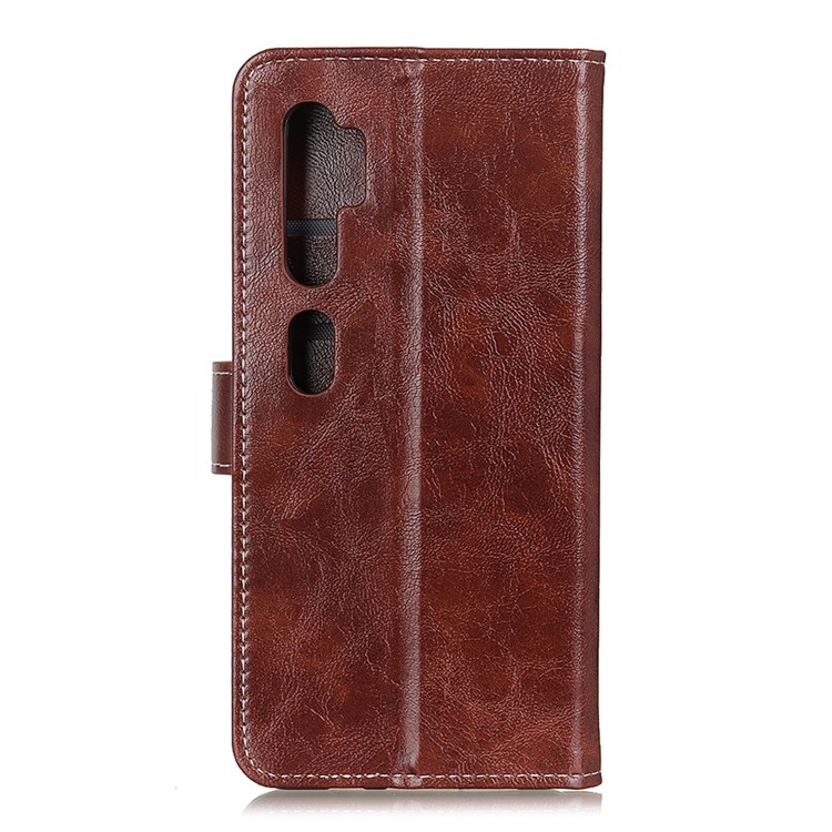Crazy Horse Skin Leather Mobile Case for Xiaomi Mi Note 10/Note 10 Pro/CC9 Pro - Brown-7