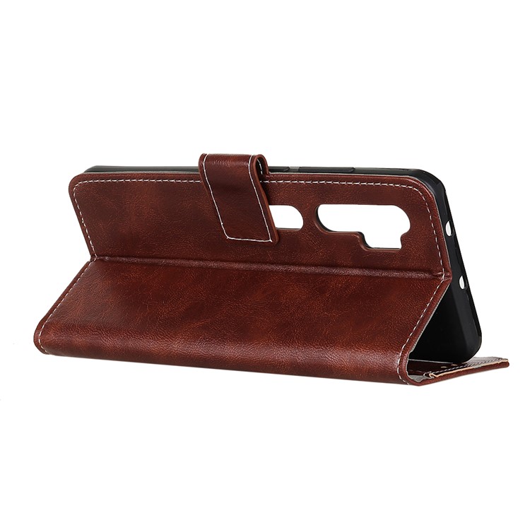 Crazy Horse Skin Leather Mobile Case for Xiaomi Mi Note 10/Note 10 Pro/CC9 Pro - Brown-8