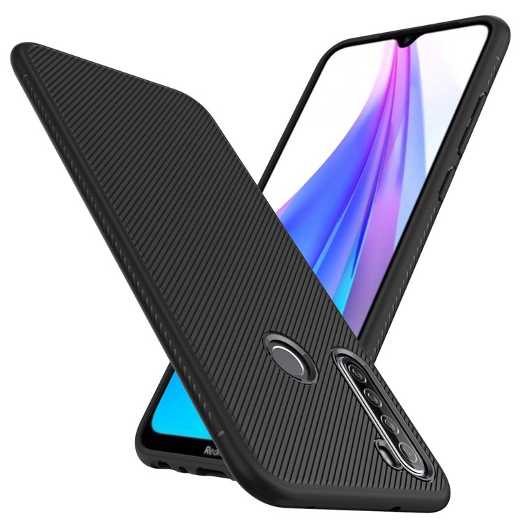 Jazz Series Twill Skin TPU Back Shell Case for Xiaomi Redmi Note 8T - Black-1
