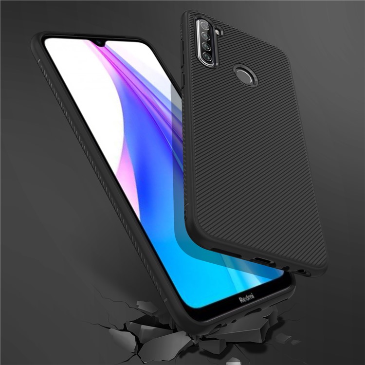 Jazz Series Twill Skin TPU Back Shell Case for Xiaomi Redmi Note 8T - Black-6