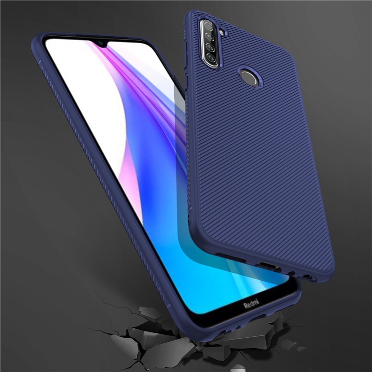 Jazz Series Twill Skin TPU Back Shell Case for Xiaomi Redmi Note 8T - Blue-6