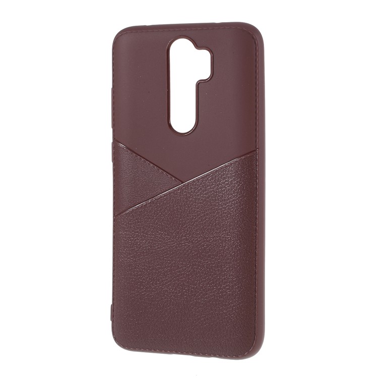 Litchi Texture Soft TPU Cell Phone Case for Xiaomi Redmi Note 8 Pro - Brown-2