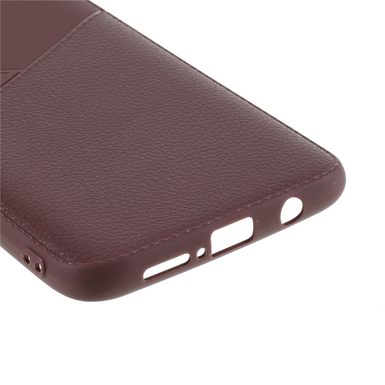 Litchi Texture Soft TPU Cell Phone Case for Xiaomi Redmi Note 8 Pro - Brown-5