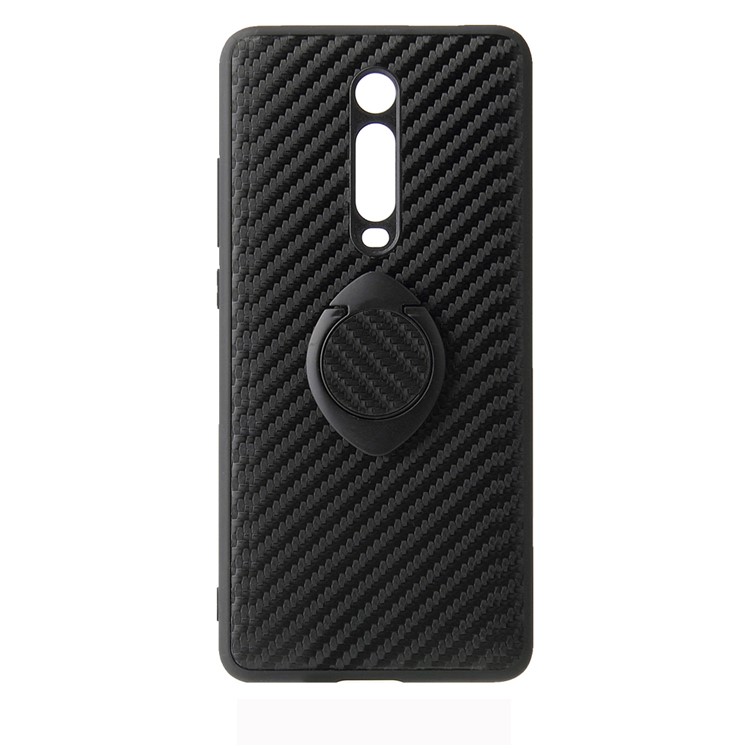 For Xiaomi Redmi K20 / Mi 9T / K20 Pro / Mi 9T Pro PU Leather+TPU with Kickstand Cover - Black Carbon Fiber Texture-1