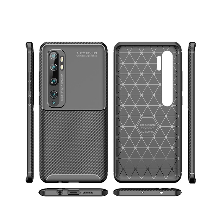 Anti-dropping Stylish Carbon Fiber TPU Cover for Xiaomi Mi CC9 Pro/Note 10 - Black-7