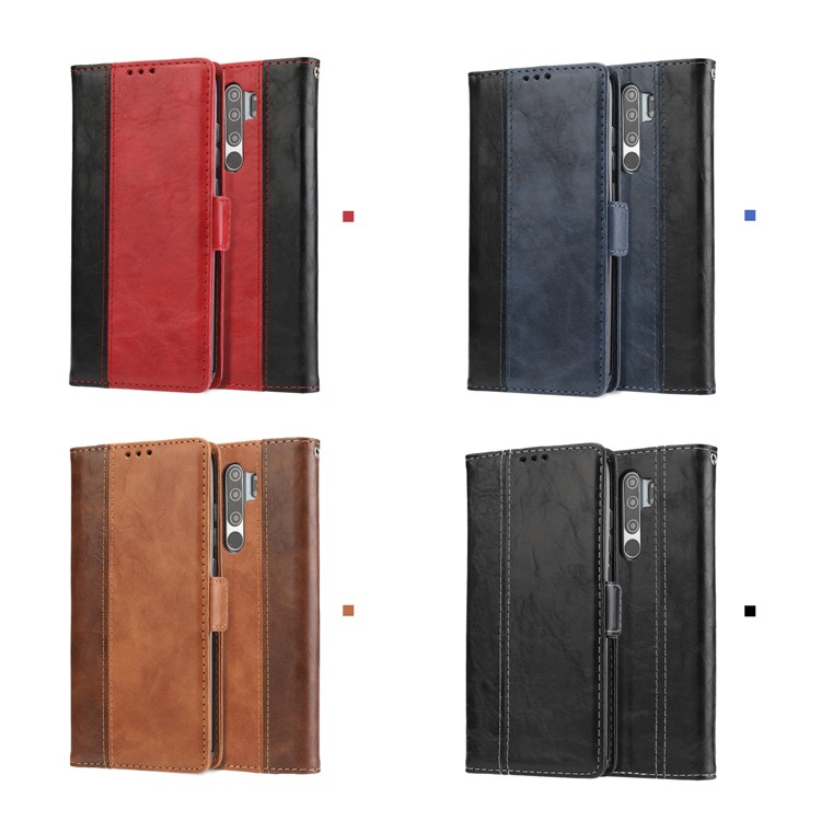 Bi-color Leather Shell Casing with Stand for Xiaomi Redmi Note 8 Pro - Blue-10