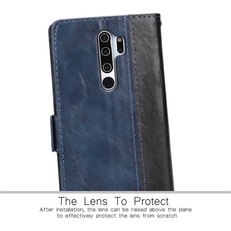 Bi-color Leather Shell Casing with Stand for Xiaomi Redmi Note 8 Pro - Blue-5