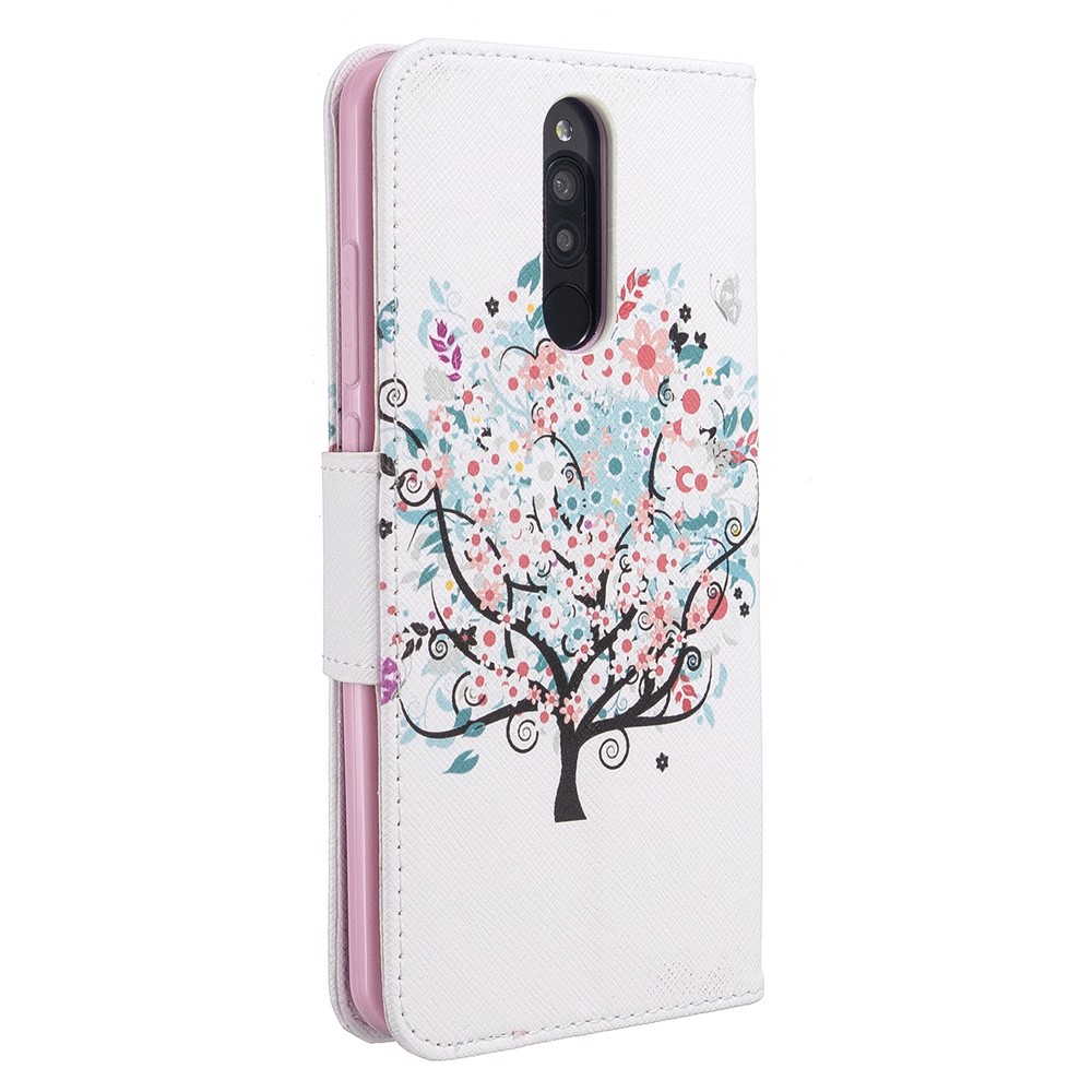 Pattern Printing Wallet Flip Leather Phone Case for Xiaomi Redmi 8 - Flower Tree-3
