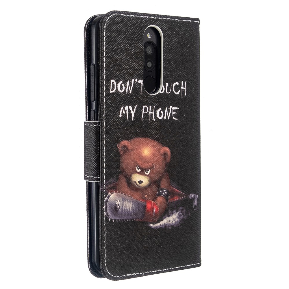 Pattern Printing Wallet Flip Leather Phone Case for Xiaomi Redmi 8 - Fierce Bear-3