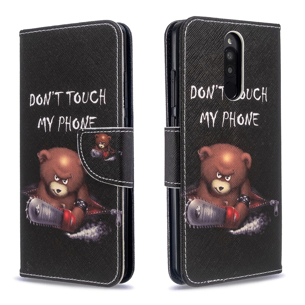 Pattern Printing Wallet Flip Leather Phone Case for Xiaomi Redmi 8 - Fierce Bear-4