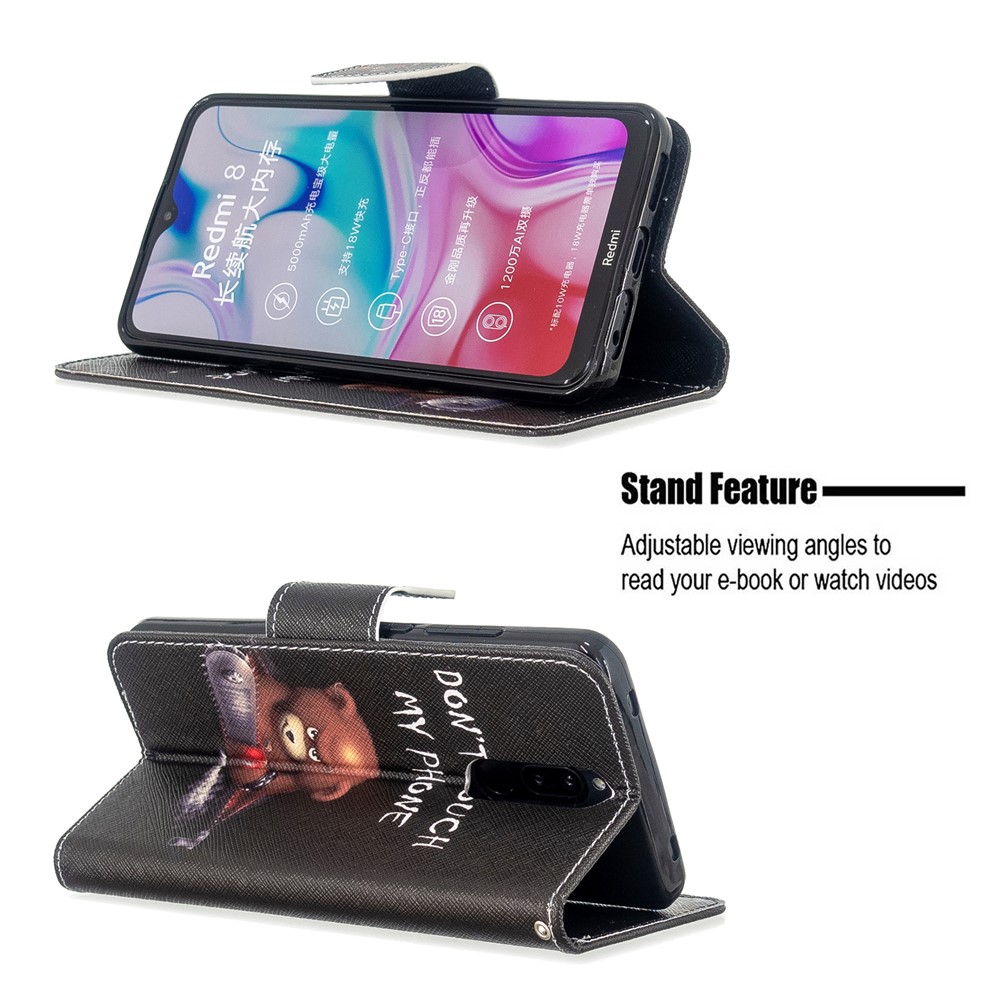Pattern Printing Wallet Flip Leather Phone Case for Xiaomi Redmi 8 - Fierce Bear-5