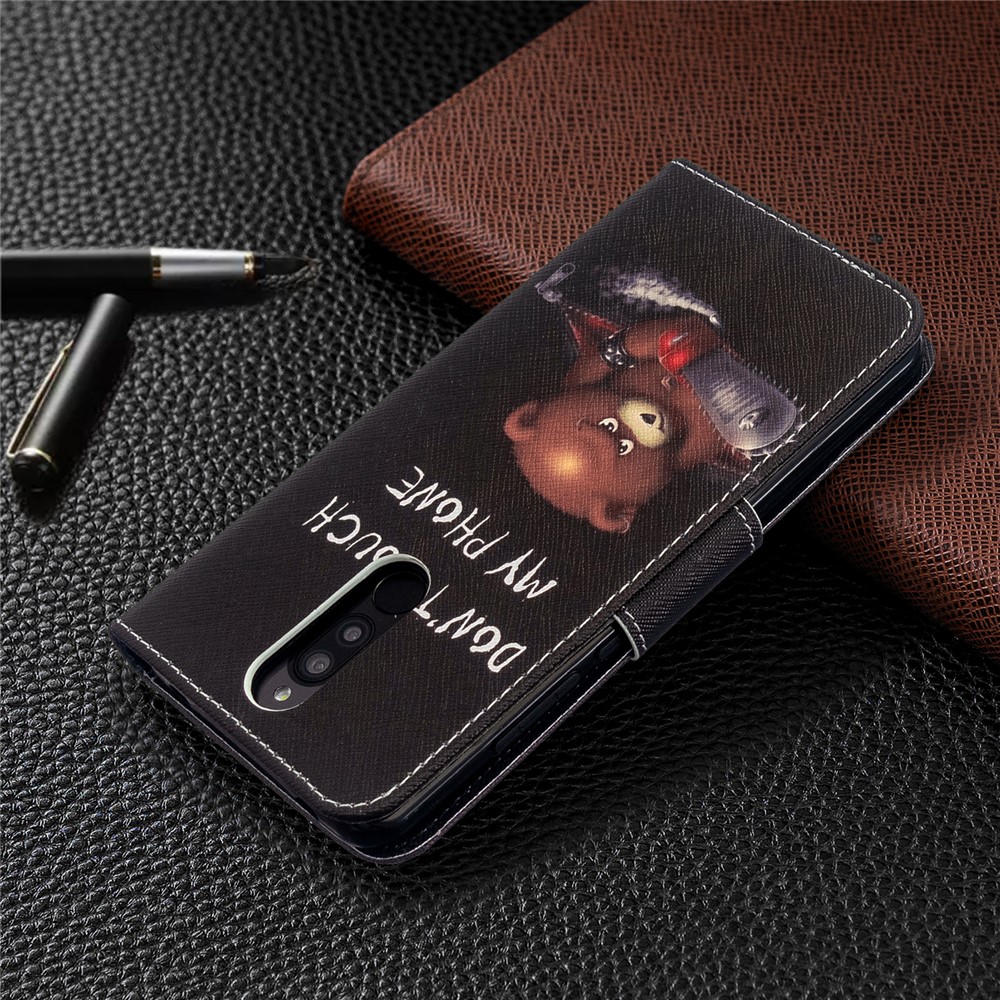 Печатная Печать Кошелька Flip Leather Phone Case Для Xiaomi Redmi 8 - Яростный Медведь-8