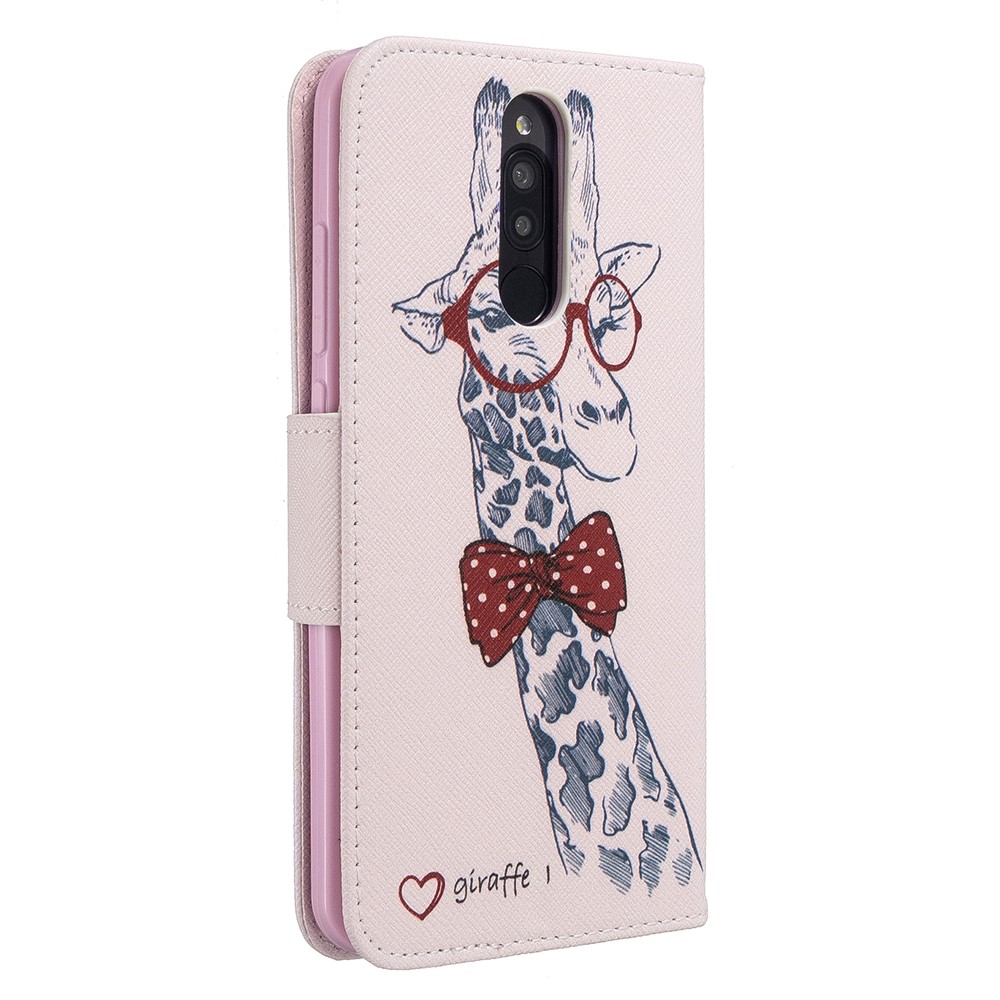 Impression En Cuir Flip Portefeuille Modèle Téléphone Cas Pour Xiaomi Redmi 8 - Girafe-3