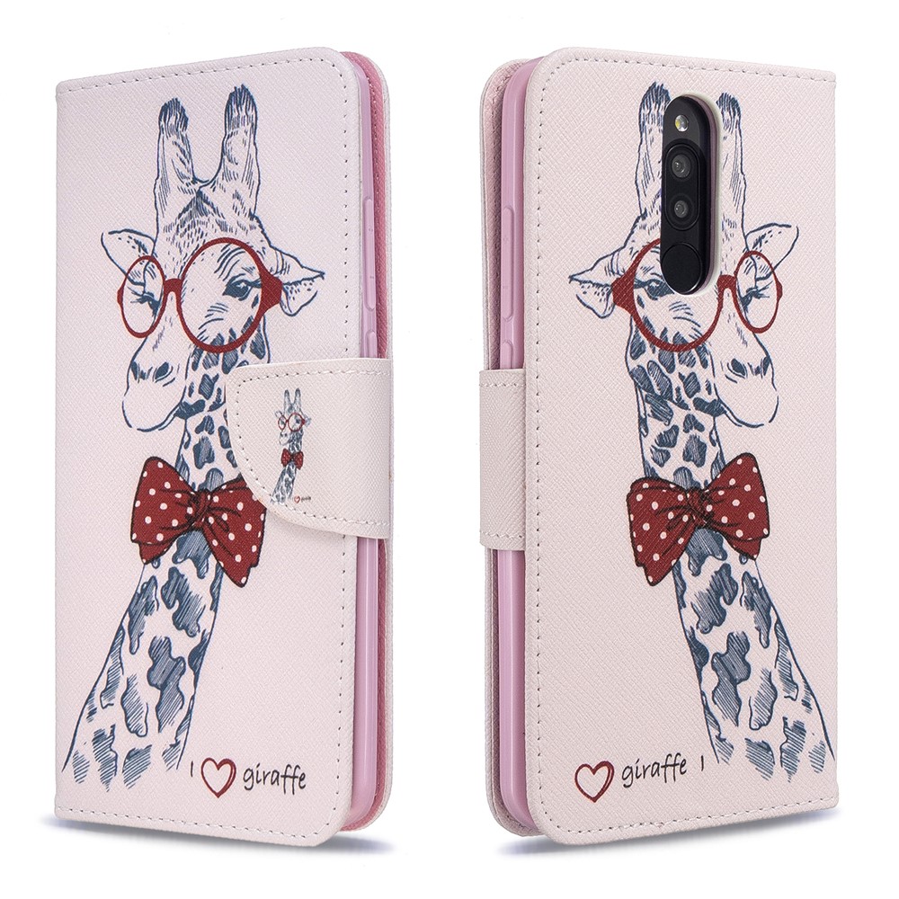 Impression En Cuir Flip Portefeuille Modèle Téléphone Cas Pour Xiaomi Redmi 8 - Girafe-4