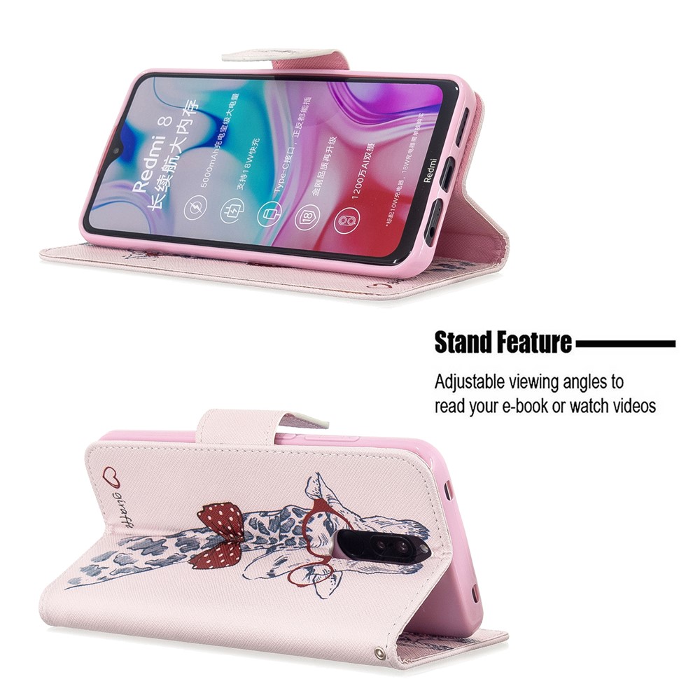 Impression En Cuir Flip Portefeuille Modèle Téléphone Cas Pour Xiaomi Redmi 8 - Girafe-5
