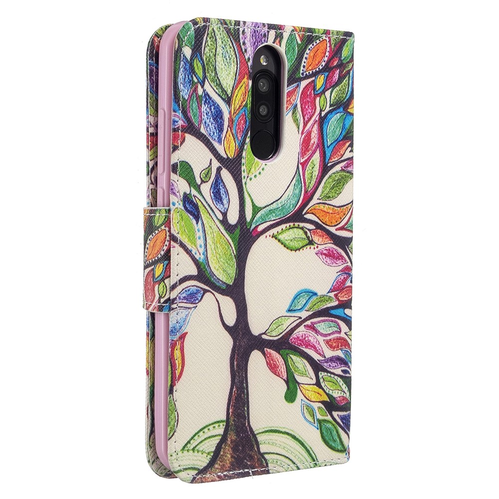 Pattern Printing Wallet Flip Leather Phone Case for Xiaomi Redmi 8 - Life Tree-3