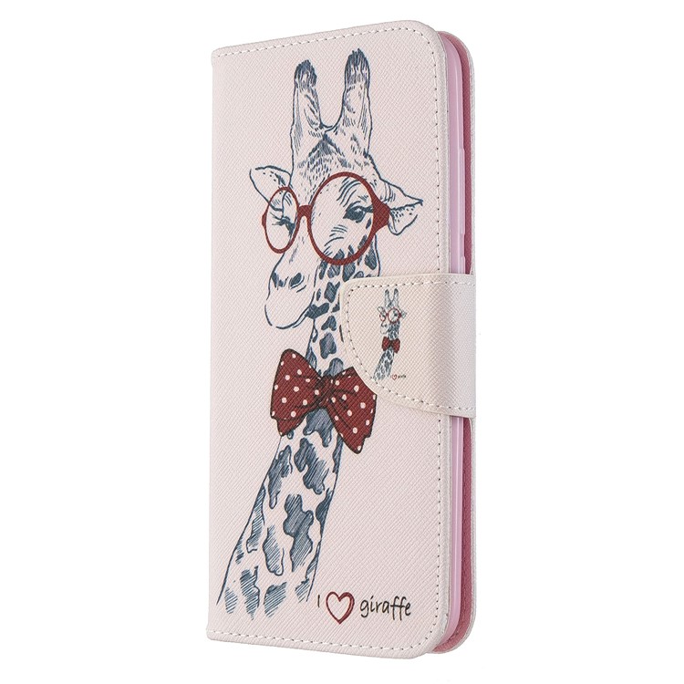 Pattern Printing Willet Stand Cover Telephone de Cuero Para Xiaomi Redmi 8a - Jirafa