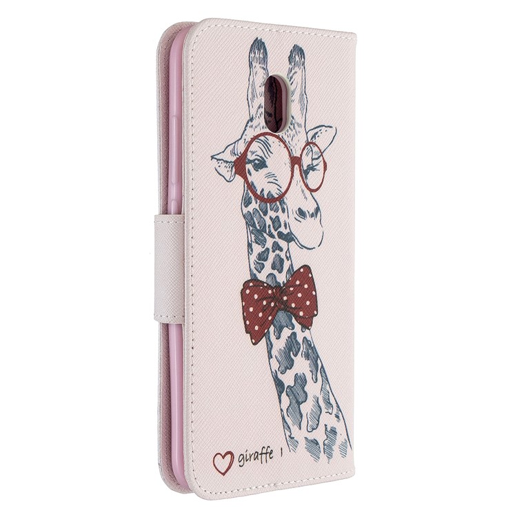 Pattern Printing Willet Stand Cover Telephone de Cuero Para Xiaomi Redmi 8a - Jirafa