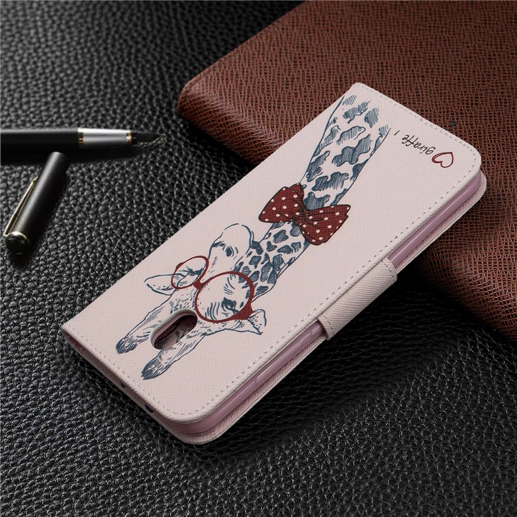 Pattern Printing Willet Stand Cover Telephone de Cuero Para Xiaomi Redmi 8a - Jirafa