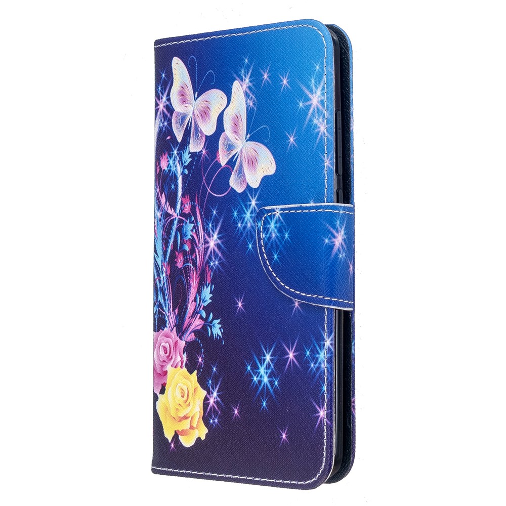 Pattern Imprenting Willet Stand Cubierta de Tapa Del Teléfono de Cuero Para Xiaomi Redmi 8 - Hermosas Mariposas