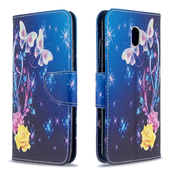 Debout Cas De Téléphone En Cuir Rabat Modèle D'impression Portefeuille Croix De Texture Pour Xiaomi Redmi 8A - Fleur Et Papillon-4