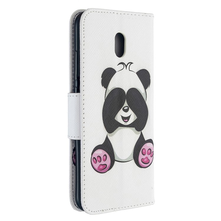 Patrón De La Impresión De La Cartera Textura Soporte Cruzado Caja Del Teléfono Del Cuero Del Tirón Para Xiaomi Redmi 8A - Panda Tímida-3