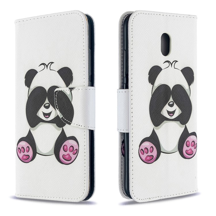 Patrón De La Impresión De La Cartera Textura Soporte Cruzado Caja Del Teléfono Del Cuero Del Tirón Para Xiaomi Redmi 8A - Panda Tímida-4