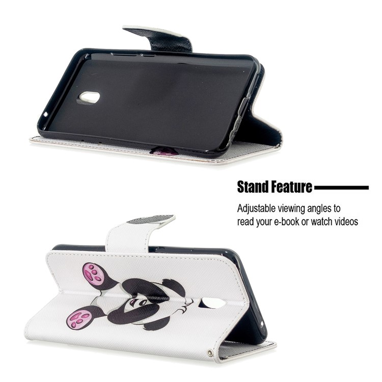 Patrón De La Impresión De La Cartera Textura Soporte Cruzado Caja Del Teléfono Del Cuero Del Tirón Para Xiaomi Redmi 8A - Panda Tímida-5