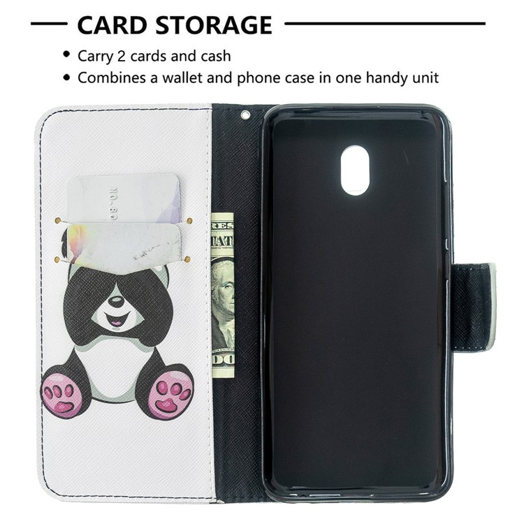 Patrón De La Impresión De La Cartera Textura Soporte Cruzado Caja Del Teléfono Del Cuero Del Tirón Para Xiaomi Redmi 8A - Panda Tímida-6