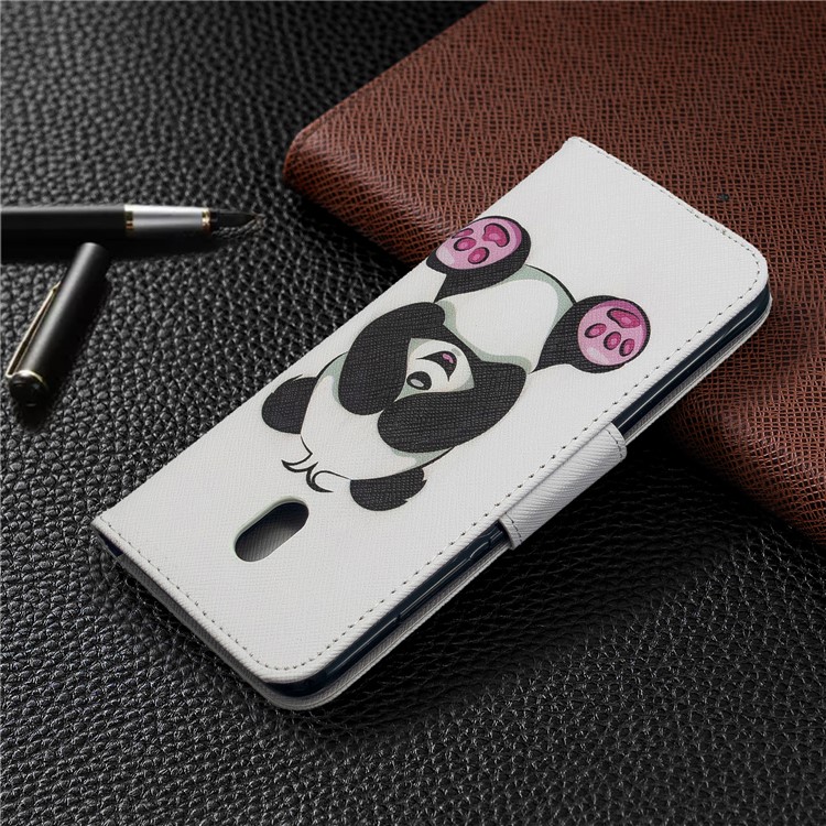 Patrón De La Impresión De La Cartera Textura Soporte Cruzado Caja Del Teléfono Del Cuero Del Tirón Para Xiaomi Redmi 8A - Panda Tímida-8