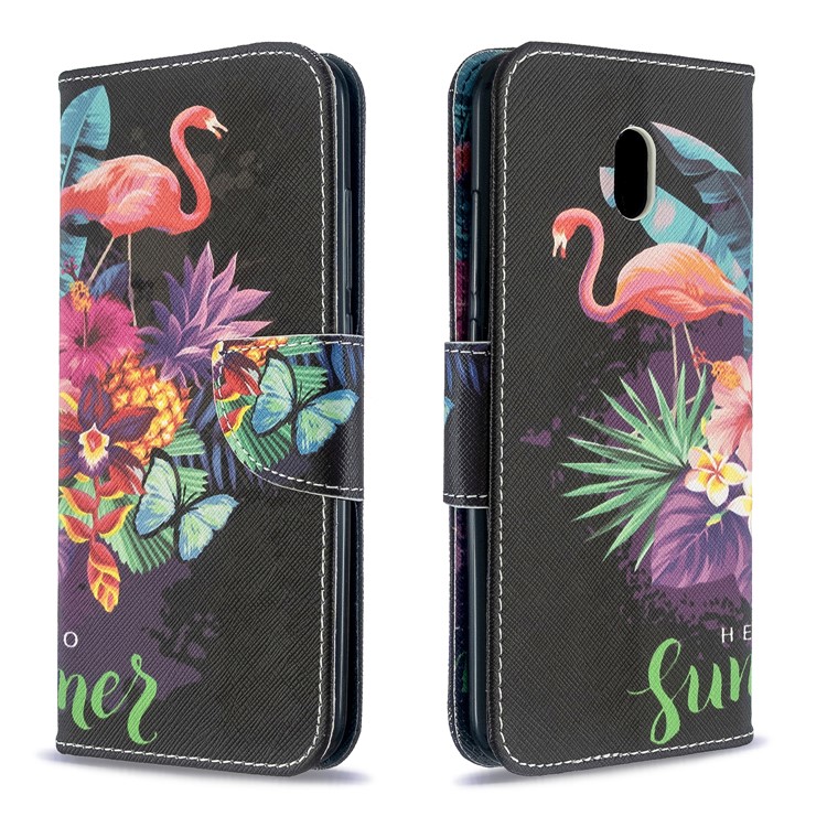 Pattern Printing Magnetic Leather Stand Case for Xiaomi Redmi 8A - Crane and Flowers-4