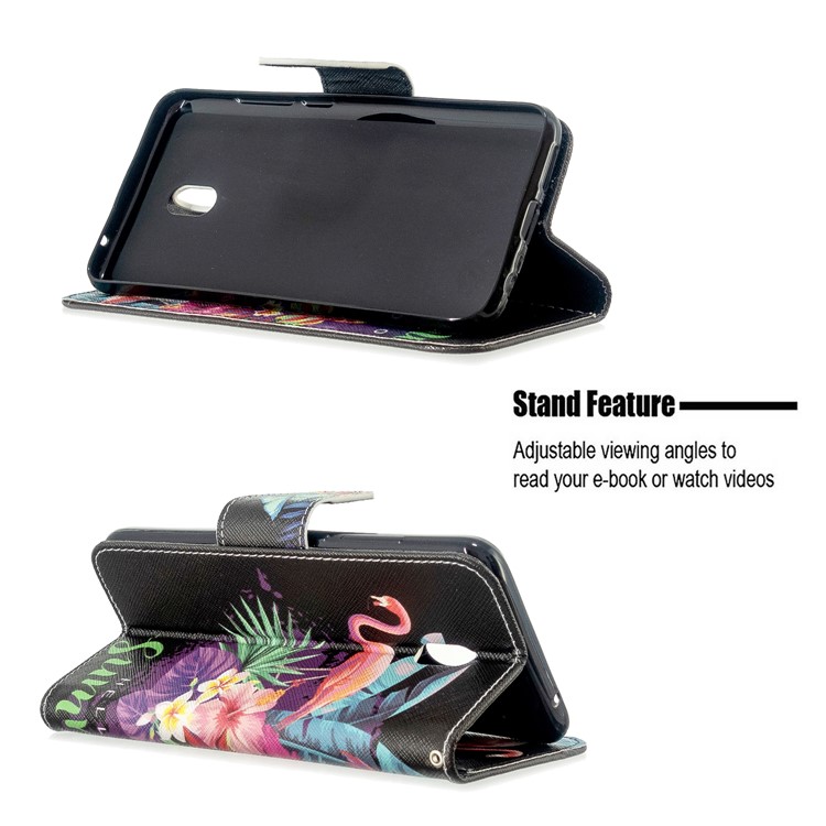 Pattern Printing Magnetic Leather Stand Case for Xiaomi Redmi 8A - Crane and Flowers-5