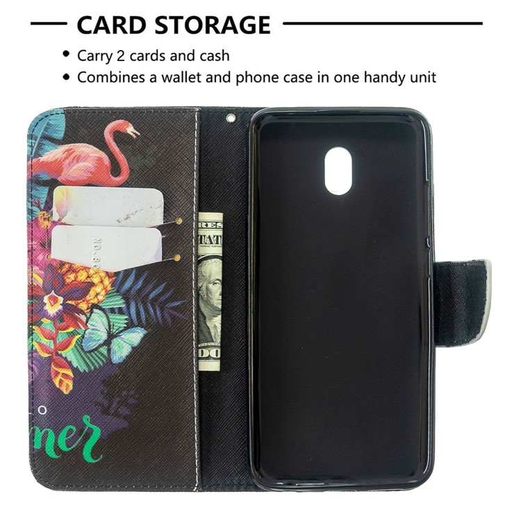Pattern Printing Magnetic Leather Stand Case for Xiaomi Redmi 8A - Crane and Flowers-6